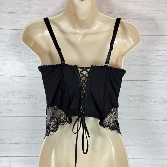 VTG Donna L'oren Y2K black lace corset 34C whimsygoth coquette grunge witchy emo - Picture 2 of 10